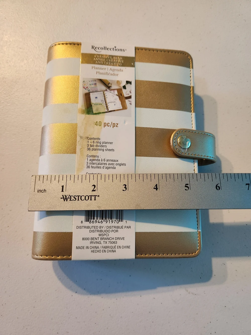 Recollections Gold & White Striped Planner - 6-Ring Organizer